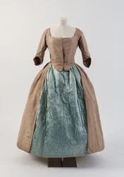 Blue quilted silk petticoat with thistle design, 1740s